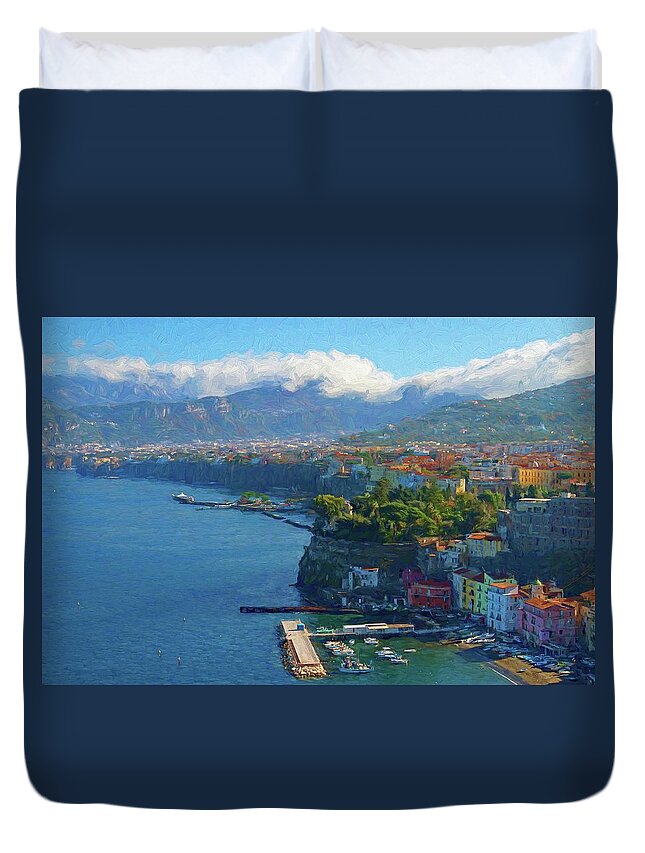 Landscape Duvet Cover featuring the photograph Sweeping View Sorrento Painting by Allan Van Gasbeck