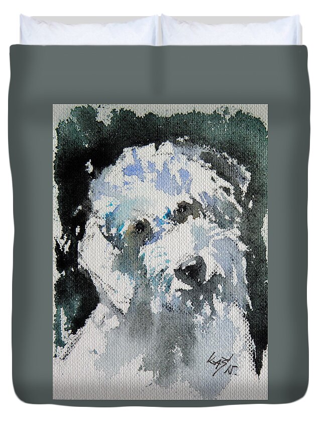 Dog Duvet Cover featuring the painting Sweet dog by Kovacs Anna Brigitta