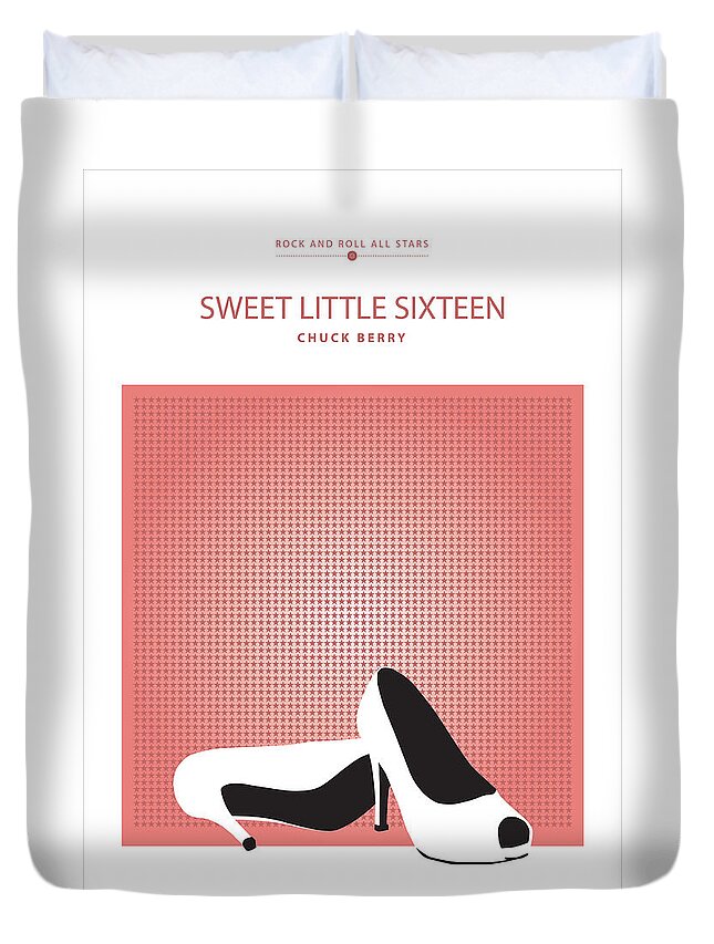 Sweet Little Sixteen Poster Duvet Cover featuring the digital art Sweet Little Sixteen -- Chuck Berry by David Davies