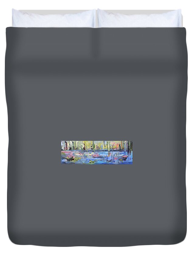 Lily Duvet Cover featuring the painting Sweet Solitude by Donna Tuten