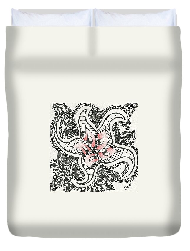 Abstract Duvet Cover featuring the drawing Sweet Spot by Jan Steinle