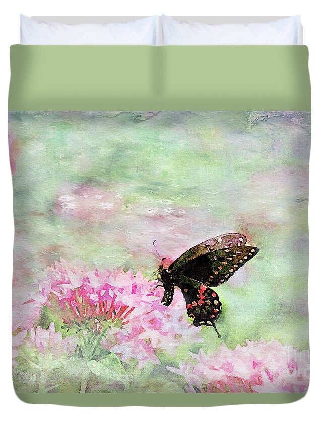 Pipevine Swallowtail Butterfly Duvet Cover featuring the digital art Sweetness by Betty LaRue
