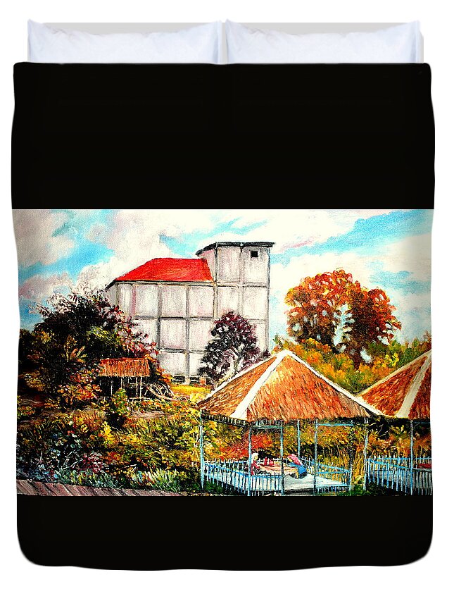 Birds Duvet Cover featuring the painting Swifts Nest's Building by Jason Sentuf