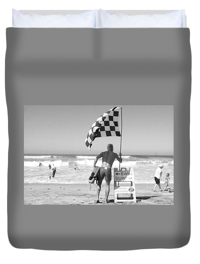 Beach Duvet Cover featuring the photograph Swim or Surf by Jeffrey Ommen