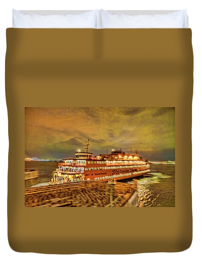 Staten Island Ferry Duvet Cover featuring the photograph Swing the Tail by S Paul Sahm