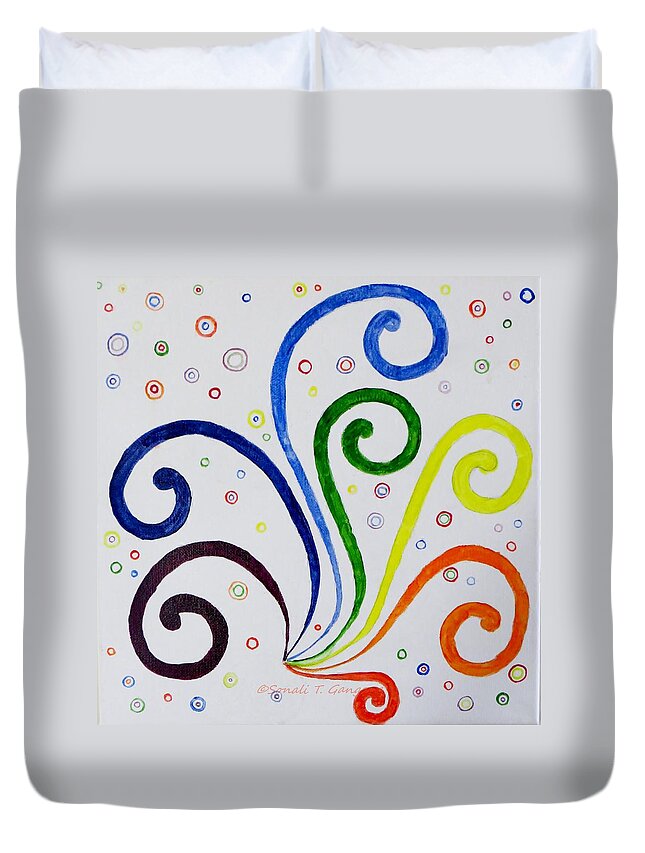 Vibgyor Combinations Duvet Cover featuring the painting Swirls by Sonali Gangane