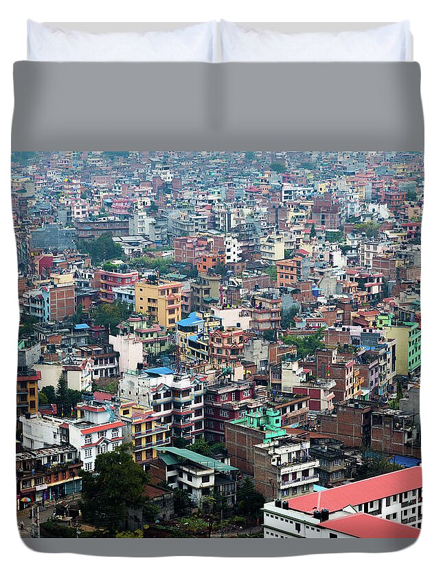 Swoyambhu Stupa Duvet Cover featuring the photograph Swoyambhu View by Joe Kopp