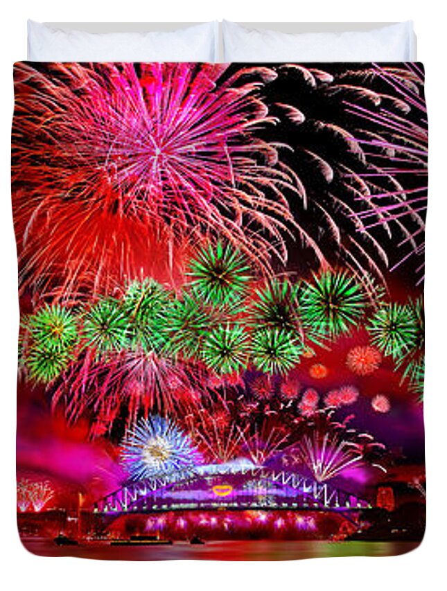 Sydney Duvet Cover featuring the photograph Sydney Celebrates by Az Jackson