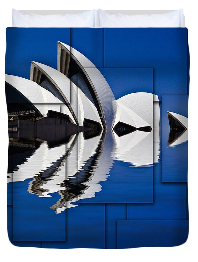 Sydney Opera House Duvet Cover featuring the photograph Sydney Opera House collage by Sheila Smart Fine Art Photography