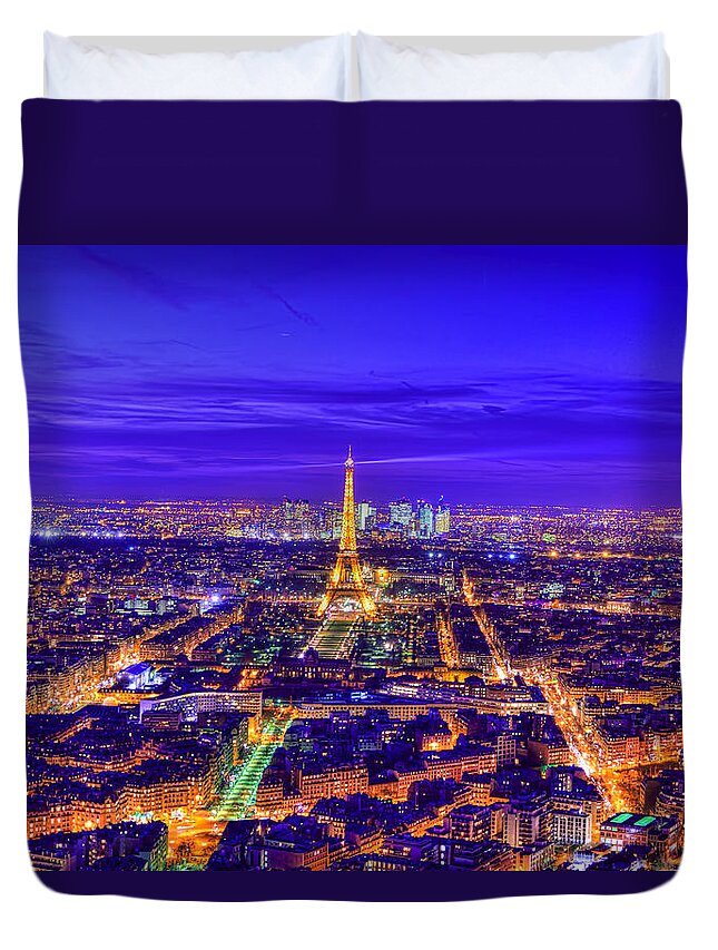 Paris Duvet Cover featuring the photograph Symphony In Blue by Midori Chan