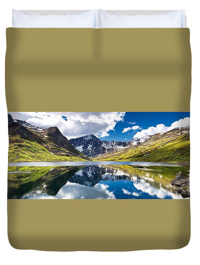 Alaska Duvet Cover featuring the photograph Symphony Lake by Ed Boudreau