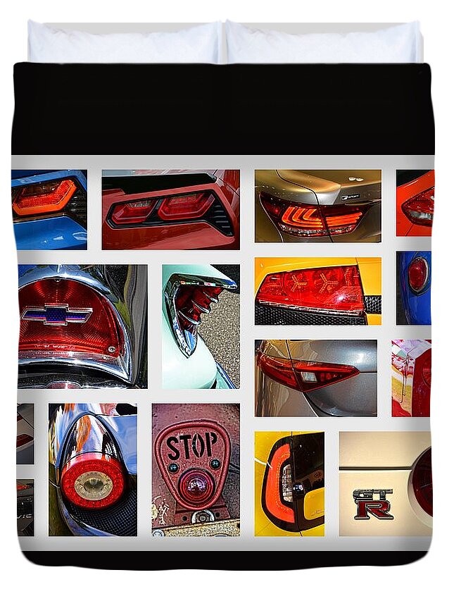 Tail Light Duvet Cover featuring the photograph Tail Light Collage Number 1 by Mike Martin
