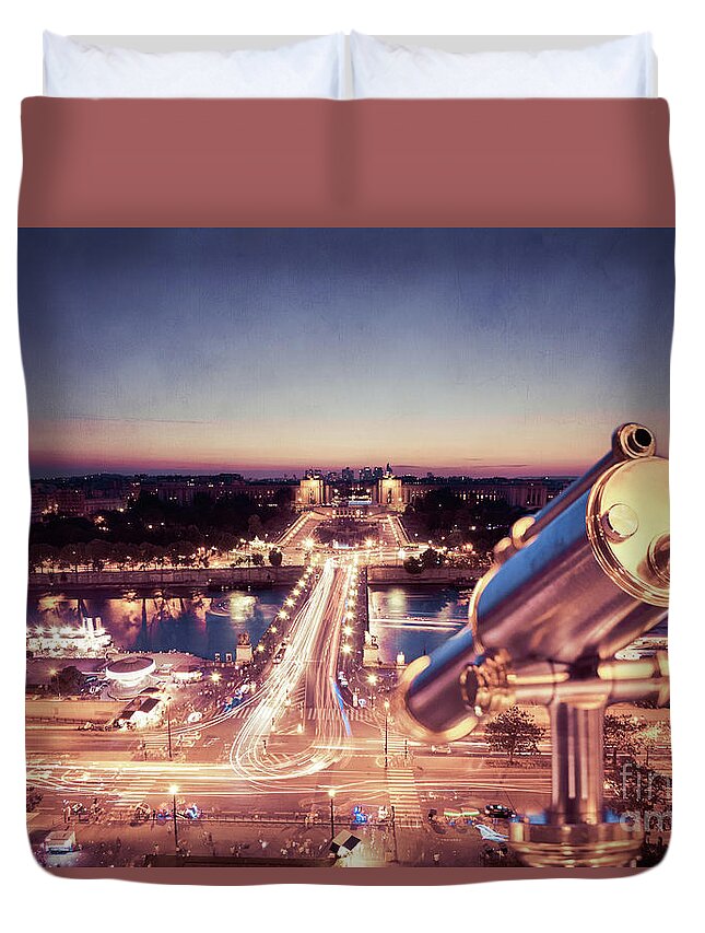 Eifeltower Duvet Cover featuring the photograph Take a look at Paris by Hannes Cmarits