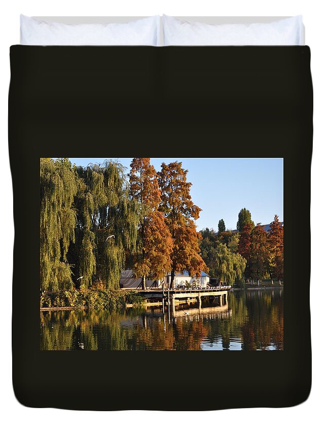 Autumn On The Lake Duvet Cover featuring the photograph Taking a nap by Georgeta Blanaru