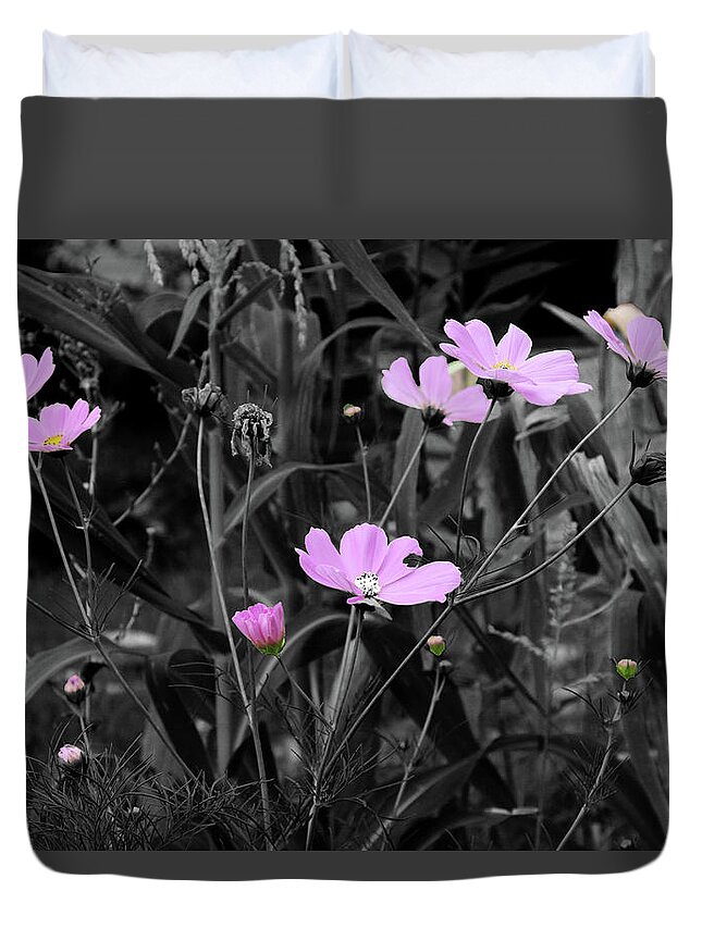 Pink Duvet Cover featuring the photograph Tall Pink Poppies by April Burton