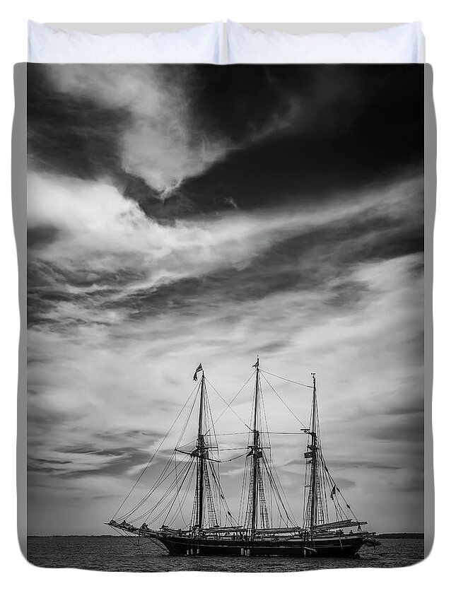 Boats Duvet Cover featuring the photograph Tall Ship by Dale Kincaid