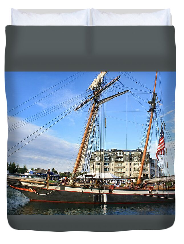 Ship Duvet Cover featuring the photograph Tall Ship Lynx by Pat Cook