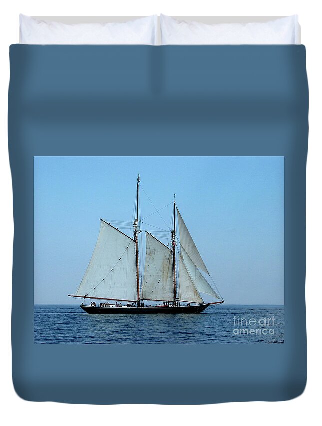 Tall Ship Duvet Cover featuring the photograph Tall Ship on Lake Michigan by Rich S
