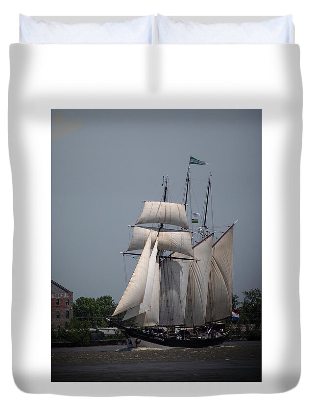 Tall Ships 2018 Duvet Cover featuring the photograph Tall Ships to NOLA by Jeff Kurtz