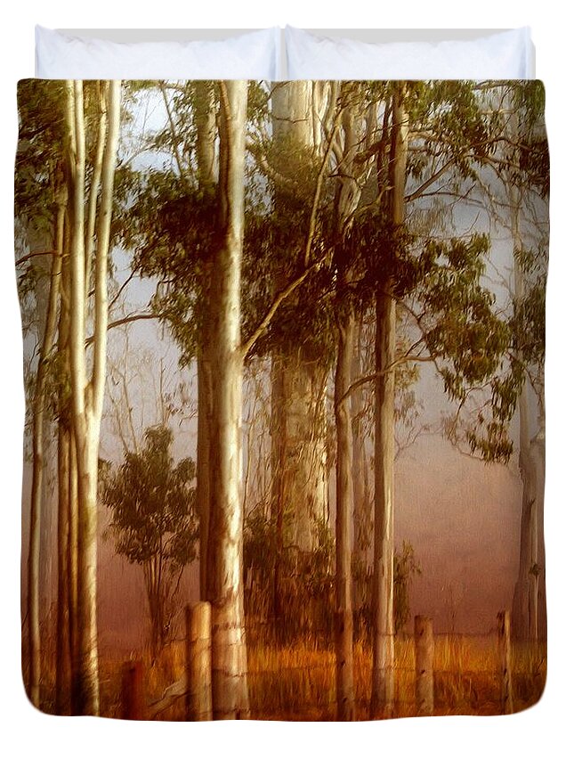 Landscape Duvet Cover featuring the photograph Tall Timbers by Holly Kempe