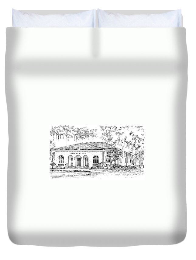 Women Duvet Cover featuring the painting Tallahassee Womens Club by Audrey Peaty