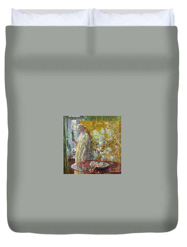 Frederick Childe Hassam  Duvet Cover featuring the painting Tanagra by MotionAge Designs