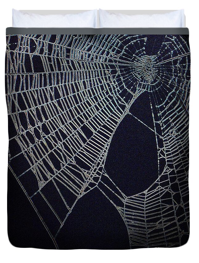 Spiders Duvet Cover featuring the photograph Tangled Webs by Cindy Manero