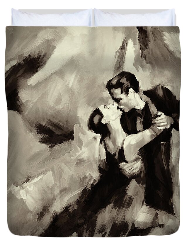 Dance Duvet Cover featuring the painting Tango couple dance 05 by Gull G