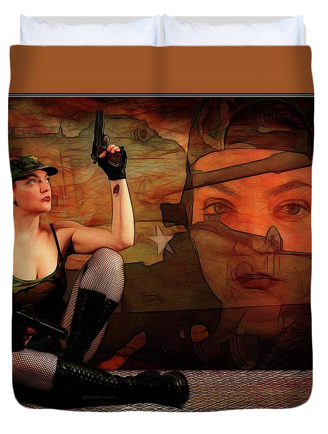 Tank Duvet Cover featuring the photograph Tank Girl Memories by Jon Volden