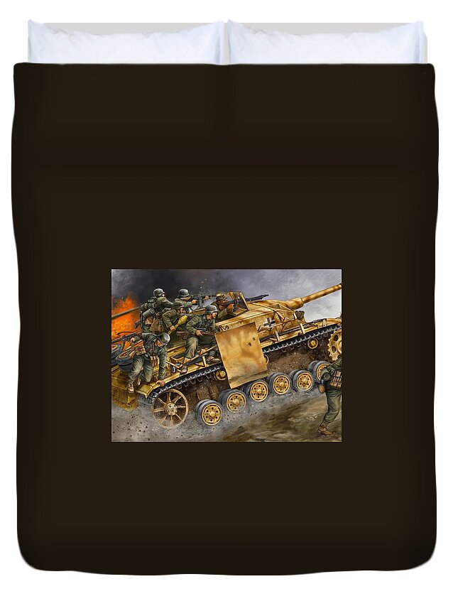 Tank Duvet Cover featuring the digital art Tank by Super Lovely