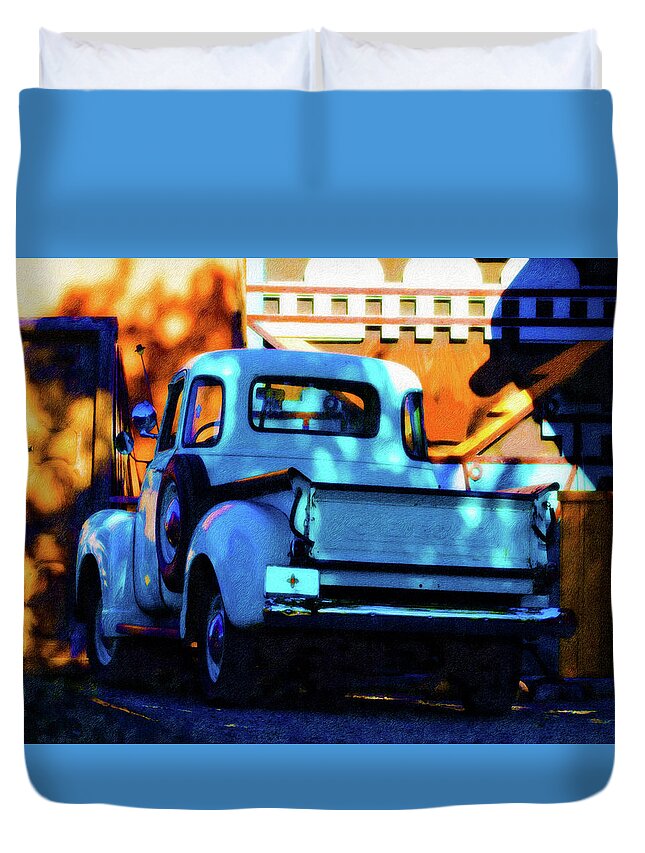 Truck Duvet Cover featuring the photograph Late Afternoon Taos by Terry Fiala