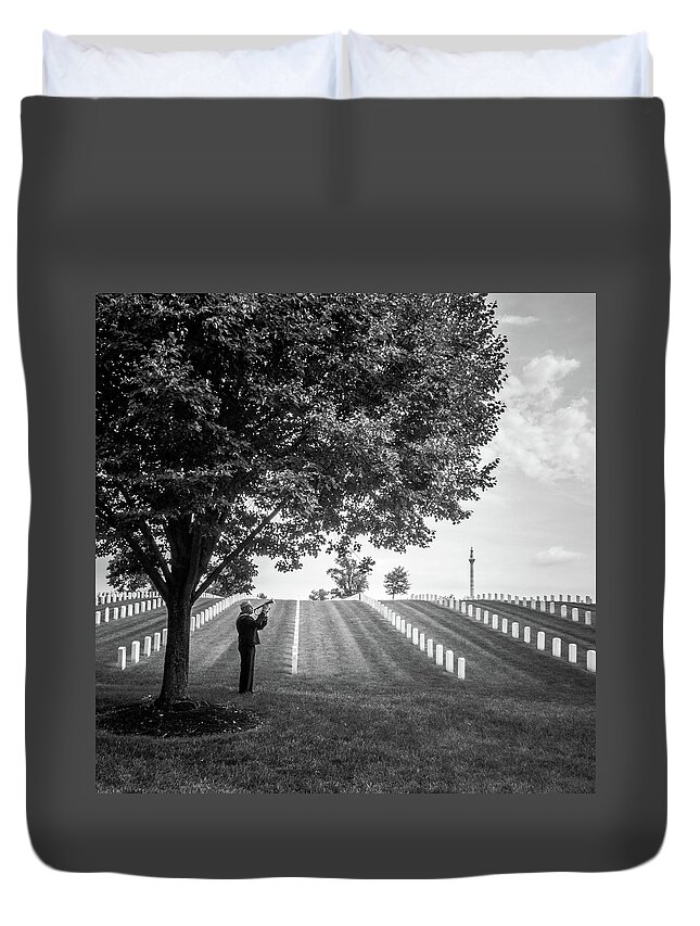 Funeral Duvet Cover featuring the photograph Taps by Al Harden