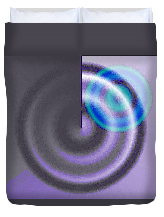 Abstract Duvet Cover featuring the digital art Targe Cool Blue by Susan Baker