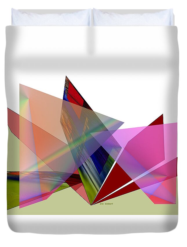 Abstract Duvet Cover featuring the digital art Tartan Cloud by Iris Gelbart