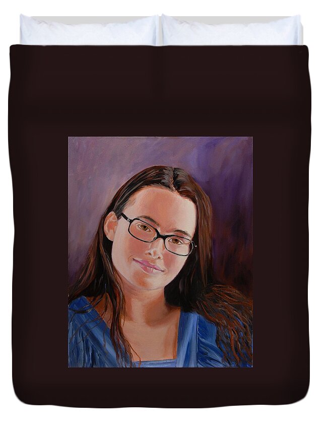 Portrait Duvet Cover featuring the painting Taryn Snow by Quwatha Valentine