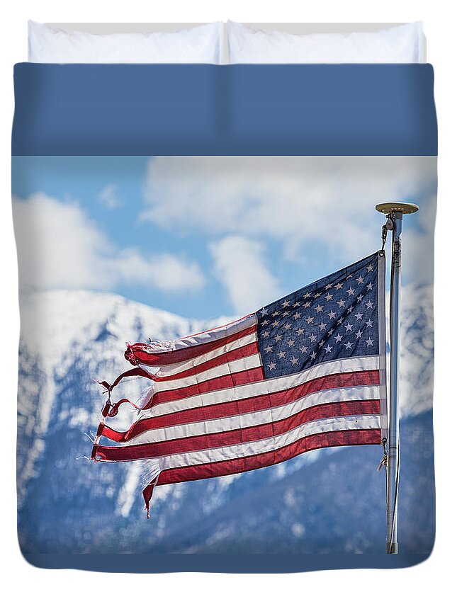 Usa Duvet Cover featuring the photograph Tattered and Torn Nation by James BO Insogna