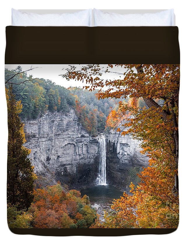 Water Duvet Cover featuring the photograph Taughannock Autumn by William Norton