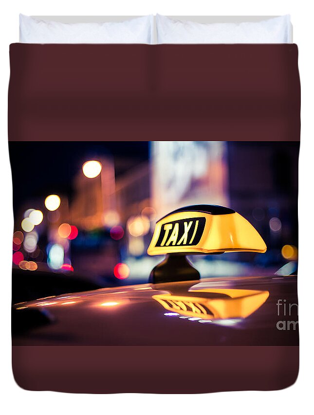 Bavaria Duvet Cover featuring the photograph TAXI - blue by Hannes Cmarits
