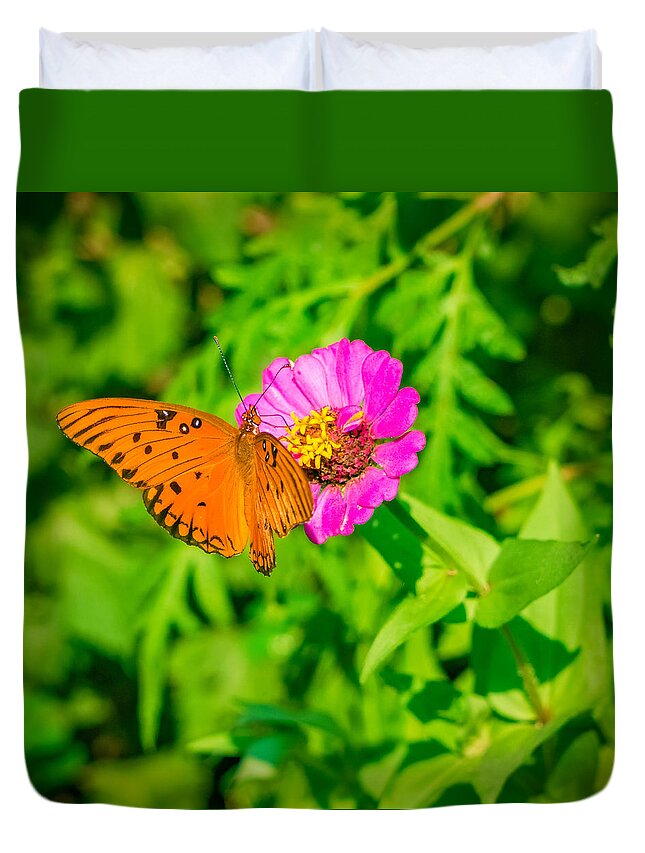 Summer Duvet Cover featuring the photograph Teacup the Butterfly by Ken Stanback