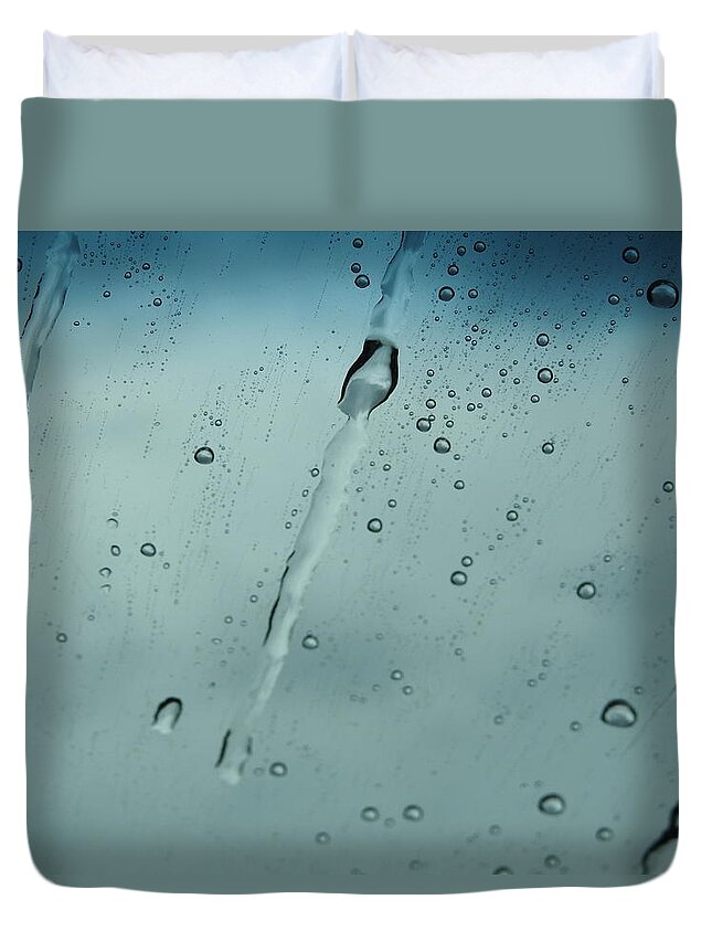 Weather Duvet Cover featuring the photograph Teardrops of Rain by Jan Gelders