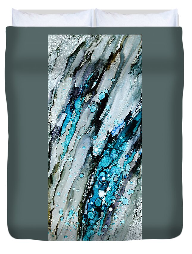 Abstract Duvet Cover featuring the painting Tears Are Only Water - A by Sandy Sandy
