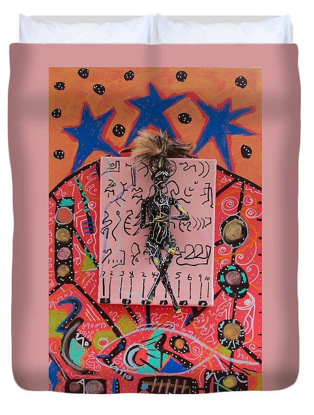 Herbal Tincture Duvet Cover featuring the painting Teasel Herbal Tincture by Clarity Artists