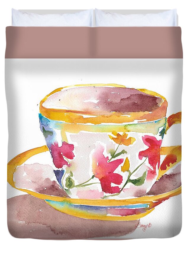 Abstract Duvet Cover featuring the painting Teatime by Bonny Butler