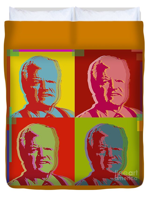 Kennedy Duvet Cover featuring the digital art Ted Kennedy by Jean luc Comperat