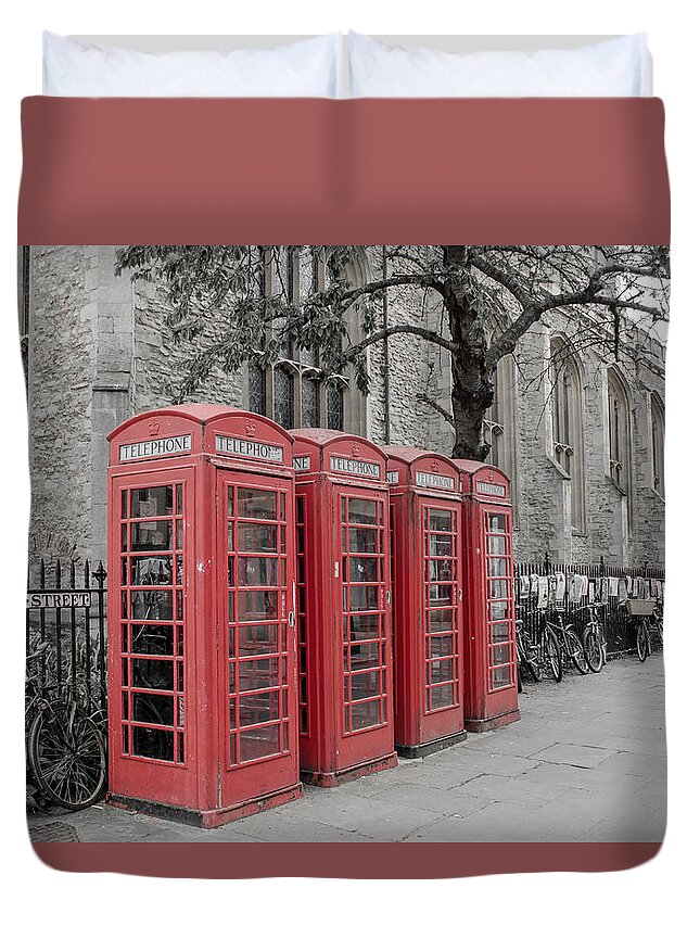 Phone Duvet Cover featuring the photograph Telephone Boxes by Shanna Hyatt