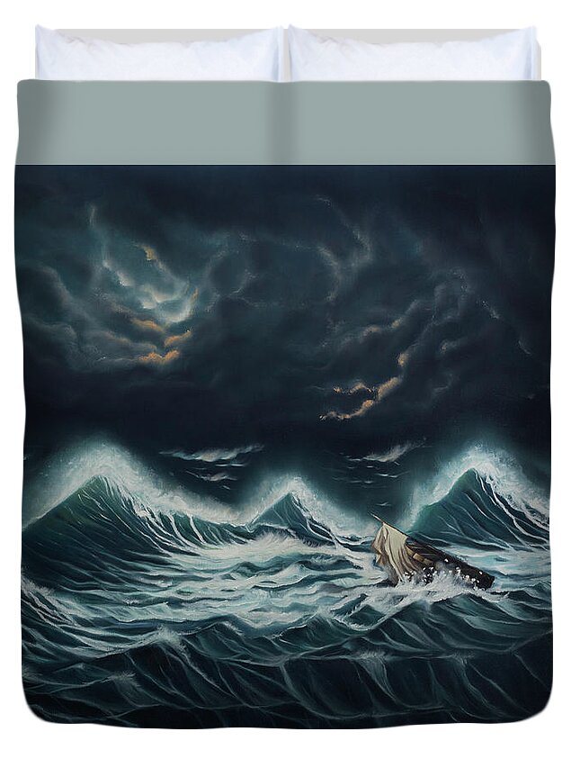Nesli Duvet Cover featuring the painting Tempest by Neslihan Ergul Colley