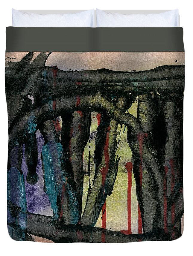 Temple Duvet Cover featuring the mixed media Temple by David Jacobi