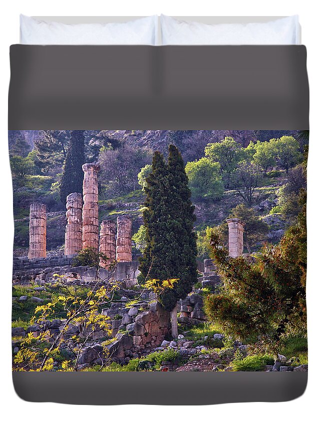 Temple Of Apollo Duvet Cover featuring the photograph Temple of Apollo by Mitch Cat