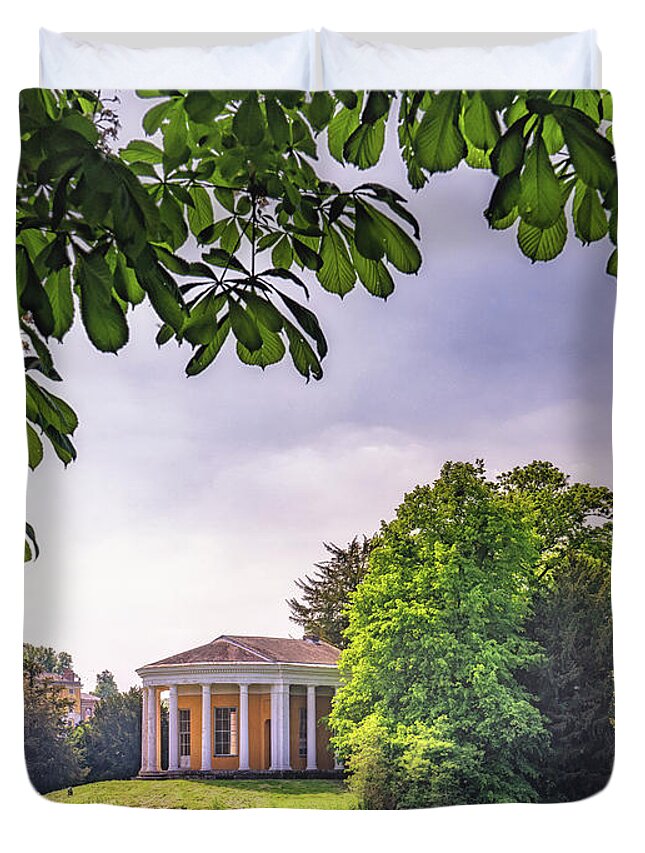 Temple Duvet Cover featuring the photograph Temple of Music Framed by Framing Places