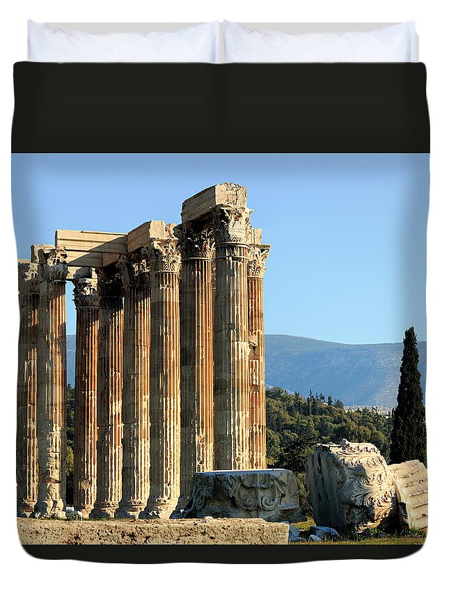 Fallen Duvet Cover featuring the photograph Temple of Zeus by Travis Rogers